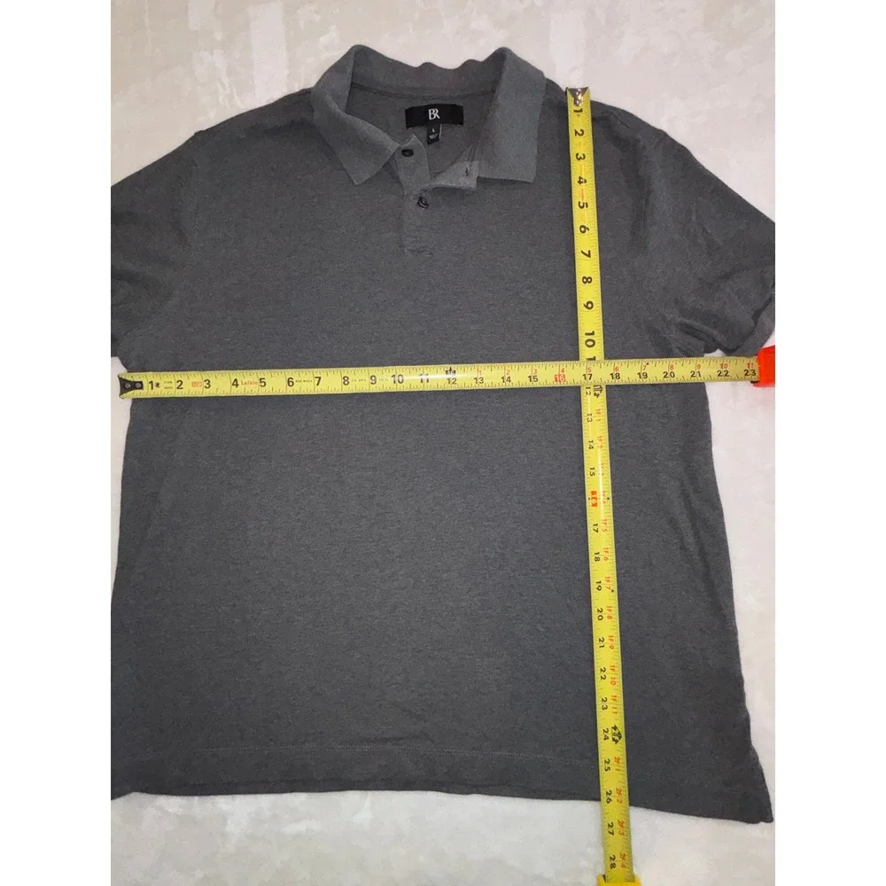 Banana Republic Mens‎ Large Gray Heather Short Sleeve Pique Polo Shirt